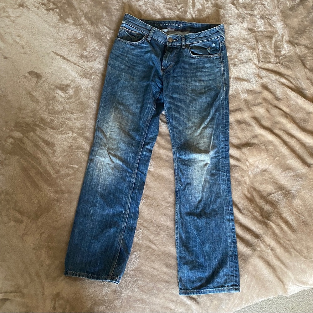 Medium Wash Straight Leg Mens Jeans 32 x 30
